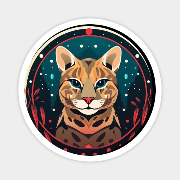 Ocelot in Ornament, Love Cats Magnet by logiamerch